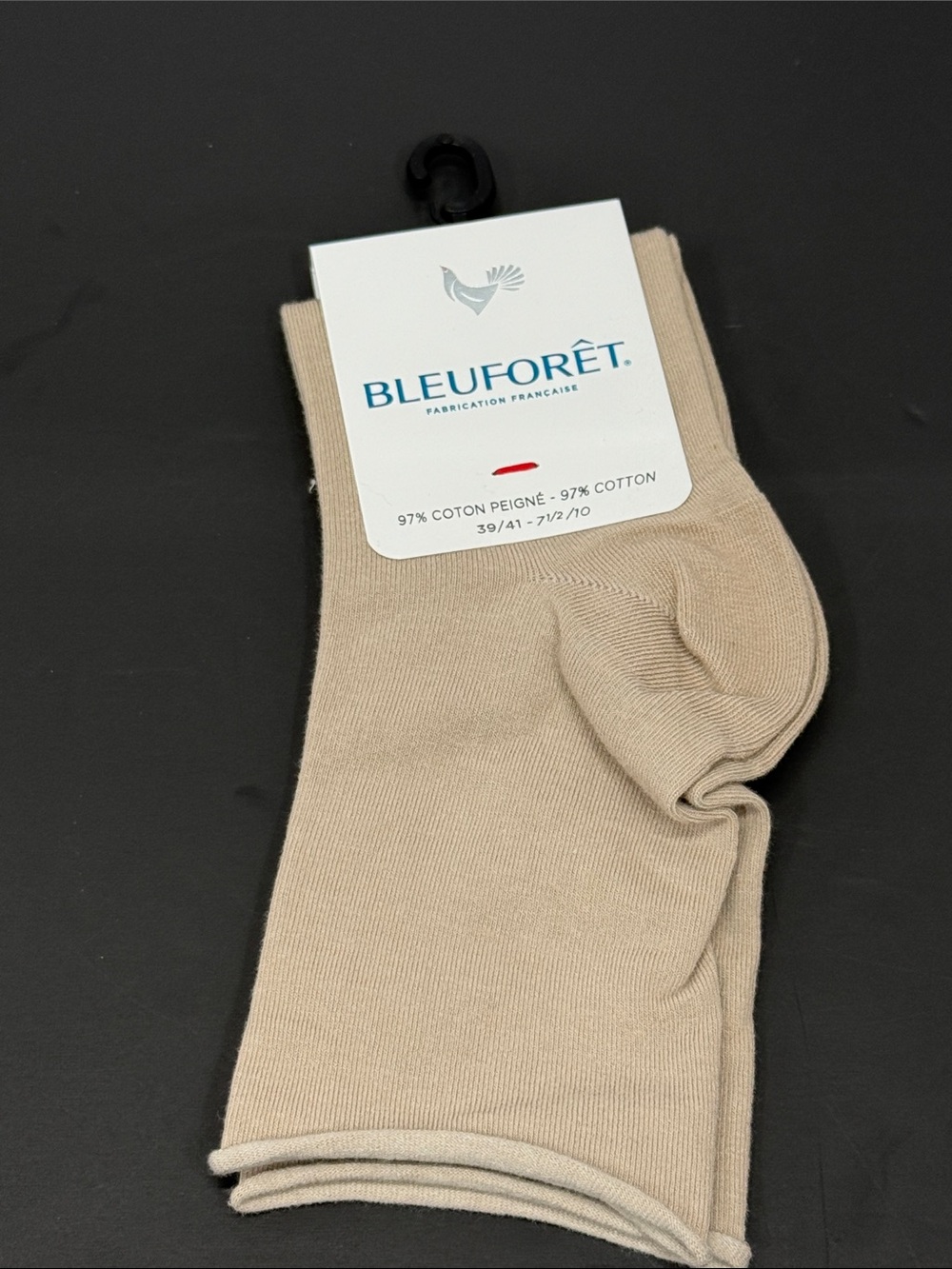 Women's Roll Top Cotton Socks in Beige